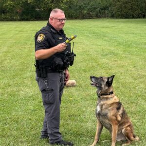 Deputy Bleigh and Bandit from Shelby County Sheriff's Office came out for The Paws in Need Skate.
