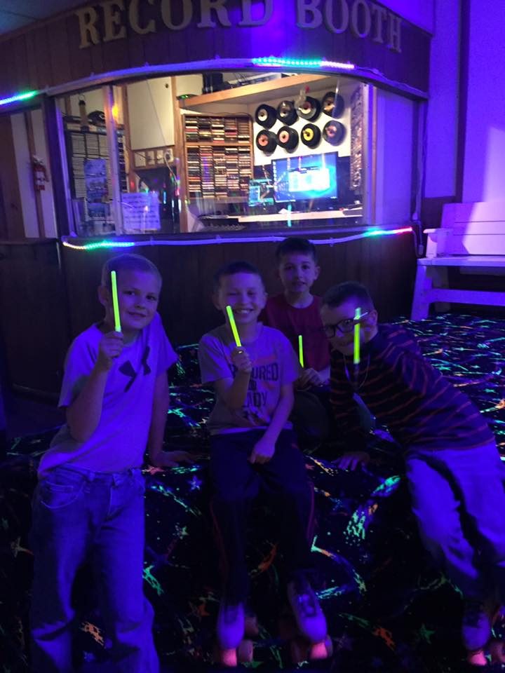 Kids with glow sticks at a birthday party at 36 Skate Club in Piqua, Ohio